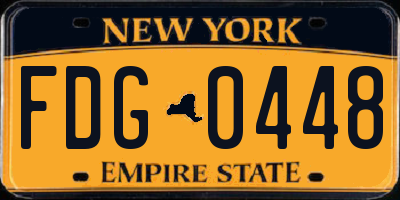 NY license plate FDG0448