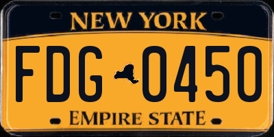 NY license plate FDG0450