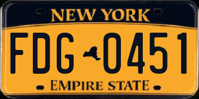 NY license plate FDG0451