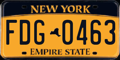 NY license plate FDG0463