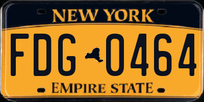 NY license plate FDG0464