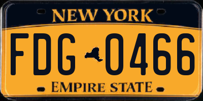 NY license plate FDG0466