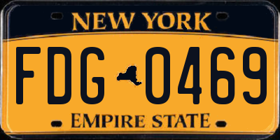 NY license plate FDG0469