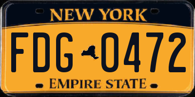 NY license plate FDG0472