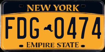 NY license plate FDG0474