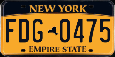 NY license plate FDG0475