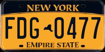 NY license plate FDG0477