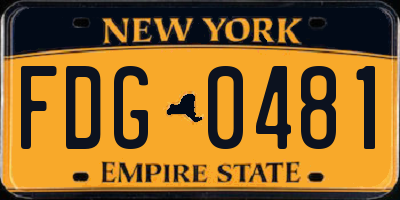 NY license plate FDG0481