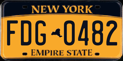 NY license plate FDG0482