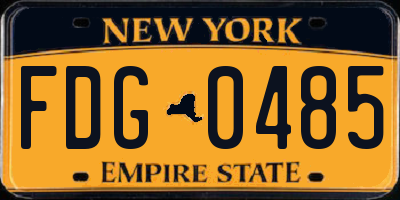 NY license plate FDG0485