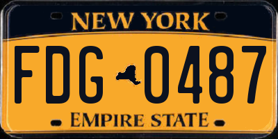 NY license plate FDG0487