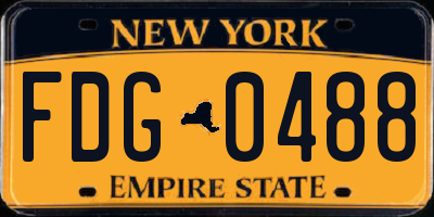 NY license plate FDG0488