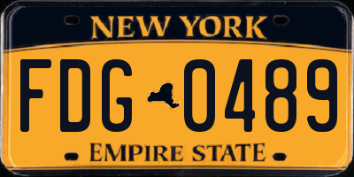 NY license plate FDG0489