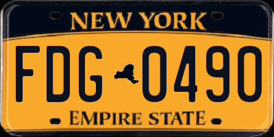 NY license plate FDG0490