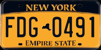 NY license plate FDG0491
