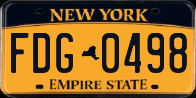 NY license plate FDG0498