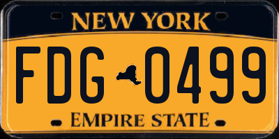 NY license plate FDG0499