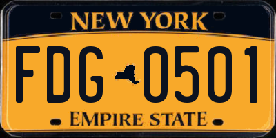 NY license plate FDG0501