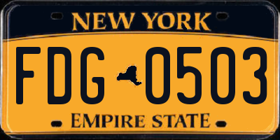 NY license plate FDG0503