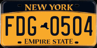 NY license plate FDG0504