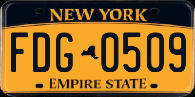 NY license plate FDG0509