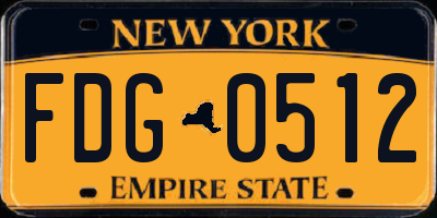 NY license plate FDG0512