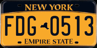 NY license plate FDG0513