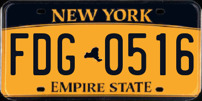 NY license plate FDG0516