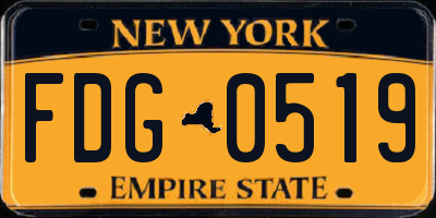 NY license plate FDG0519