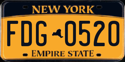 NY license plate FDG0520
