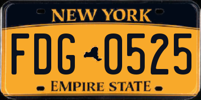 NY license plate FDG0525