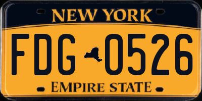 NY license plate FDG0526