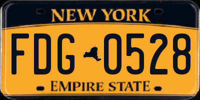 NY license plate FDG0528