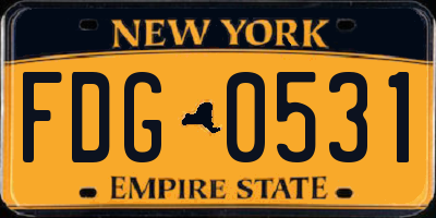 NY license plate FDG0531