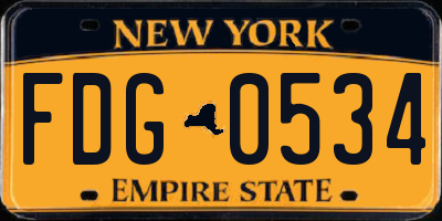 NY license plate FDG0534