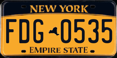 NY license plate FDG0535