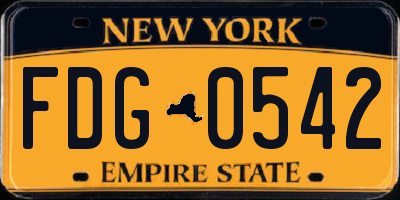 NY license plate FDG0542