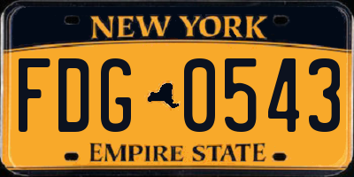 NY license plate FDG0543