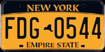 NY license plate FDG0544