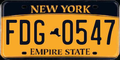 NY license plate FDG0547