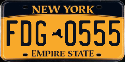 NY license plate FDG0555