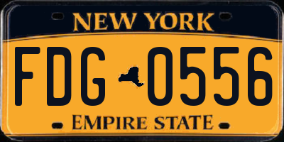 NY license plate FDG0556