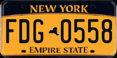NY license plate FDG0558
