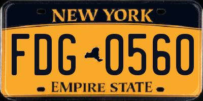 NY license plate FDG0560