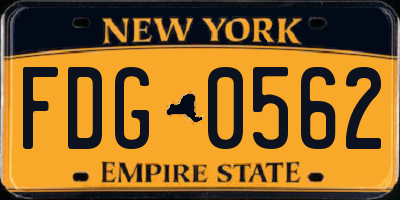 NY license plate FDG0562