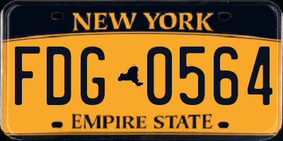 NY license plate FDG0564