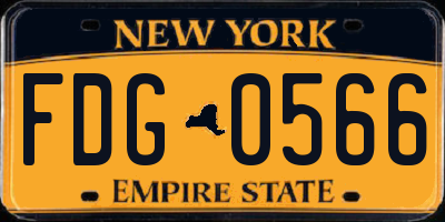 NY license plate FDG0566