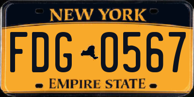 NY license plate FDG0567