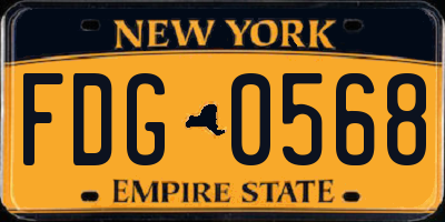 NY license plate FDG0568