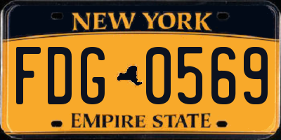 NY license plate FDG0569